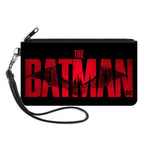 Canvas Zipper Wallet - SMALL - THE BATMAN Movie Bat Title Weathered Black Red