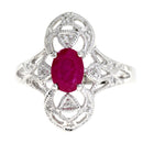 1.05ct Ruby Diamond Ring 10KT White Gold