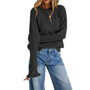 Womens Versatile Fashionable Crew-neck Sweater