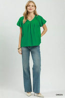 Umgee Gathered V-Neck Top