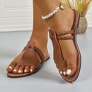 Women's Solid Color Woven Simple Daily Beach Slippers