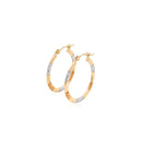 10k Tri-Color Gold Classic Hoop Earrings with Diamond Cut Details