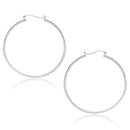 10k White Gold Polished Hoop Earrings (40mm)