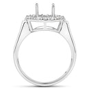 0.48 Carat Genuine White Diamond 14K White Gold Semi Mount Ring - holds 8.00mm Round Gemstone