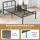 Modern Metal Platform Bed with Headboard and Footboard-Black