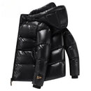 Mens Hooded Black And Gold Goose Down Jacket
