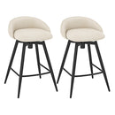 Upholstered Bar Stools Set of 2 with Footrest and Backrest