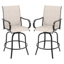 2 Pieces 360 Rotating Bar Stool Set with Armrests for Patio