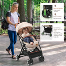 Lightweight Aluminium Frame Baby Stroller with Net-Beige
