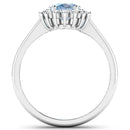 1.62 Carat Genuine Aquamarine and White Diamond 14K White Gold Ring