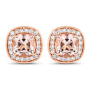 1.68 Carat Genuine Morganite and White Diamond 14K Rose Gold Earrings