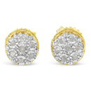 10K Yellow Gold over .925 Sterling Silver 1/7 Cttw Rose-Cut Miracle-Set Diamond Floral Cluster Button Stud Earrings (I-J Color, I3 Clarity)