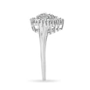 10K White Gold 1/2 Cttw Round & Baguette Cut Diamond Pear Shaped Domed PavÃ© Cluster with Halo Cocktail Ring (H-I Color, SI1-SI2 Clarity) - Size 5