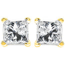 AGS Certified 1/4 Cttw Princess-Cut Square Diamond 4-Prong Solitaire Stud Earrings in 14K Yellow Gold (J-K Color, SI2-I1 Clarity)