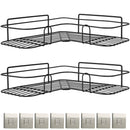 2Pcs Corner Shower Caddy Shelves Wall Mounted Basket Rack Bathroom Shampoo Holder Storage Organizer W/ 8Pcs Adhesive Hooks For Toilet Dorm Kitchen