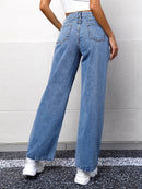 Autumn Casual High-waisted Straight-leg Jeans