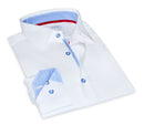 Scott// Cotton Knit-Stretch Button-Up Shirt With Contrast Details // White // Tailored Fit (Fitted)