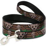 Dog Leash - Kawaii Groot 2-Poses/Guardians Badge Browns/Green