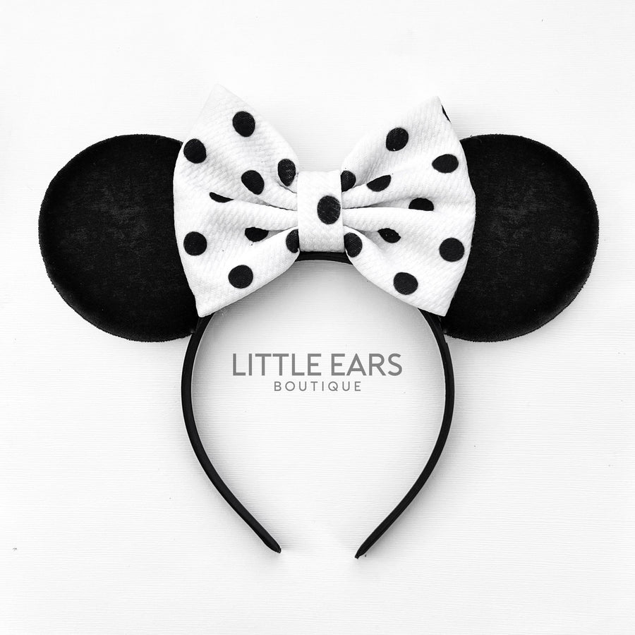 Black Dotted Bow Mickey Ears