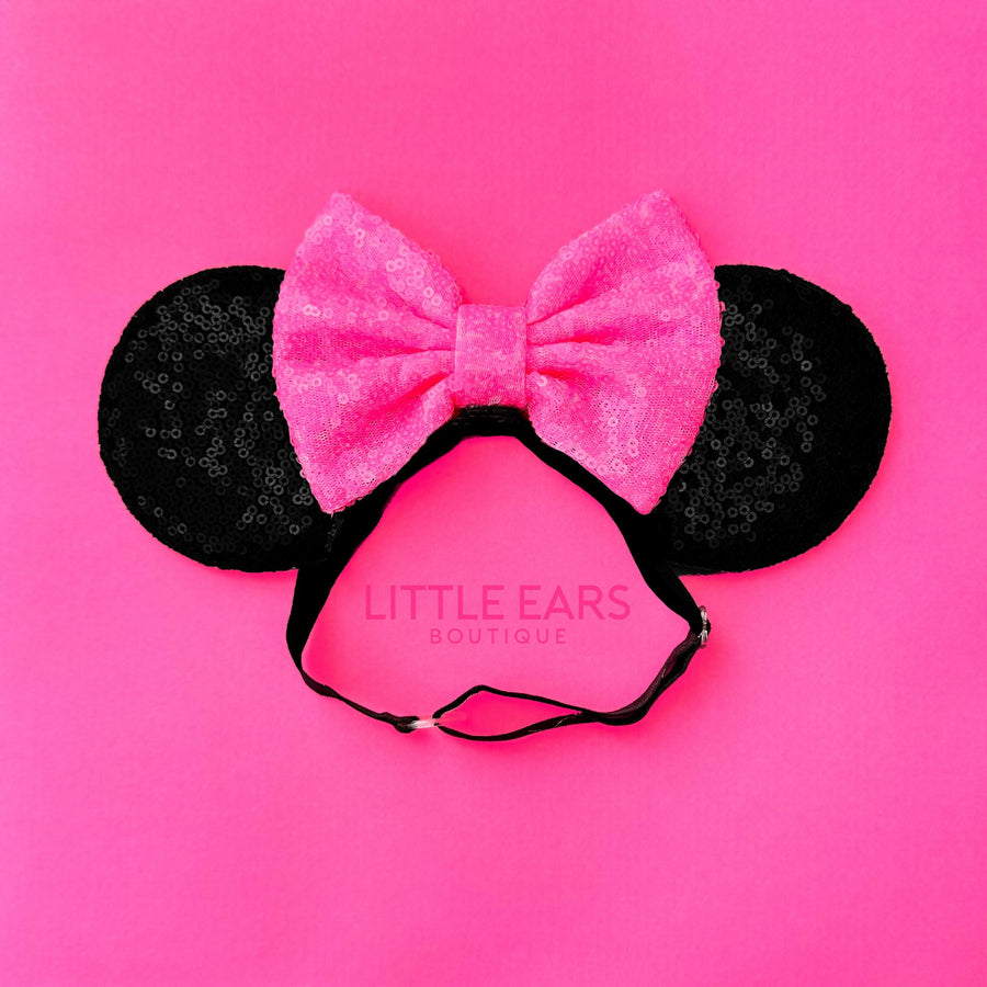 Black & Hot Pink Elastic Ears