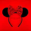 Red Bow & Black Velvet Mickey Ears