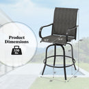 2 Pieces 360 Rotating Bar Stool Set with Armrests for Patio