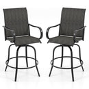 2 Pieces 360 Rotating Bar Stool Set with Armrests for Patio