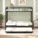 Twin Over Full Bunk Bed Frame with Trundle for Guest Room