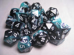 Gemini 5 Polyhedral Black Shell/White 7-Die Set