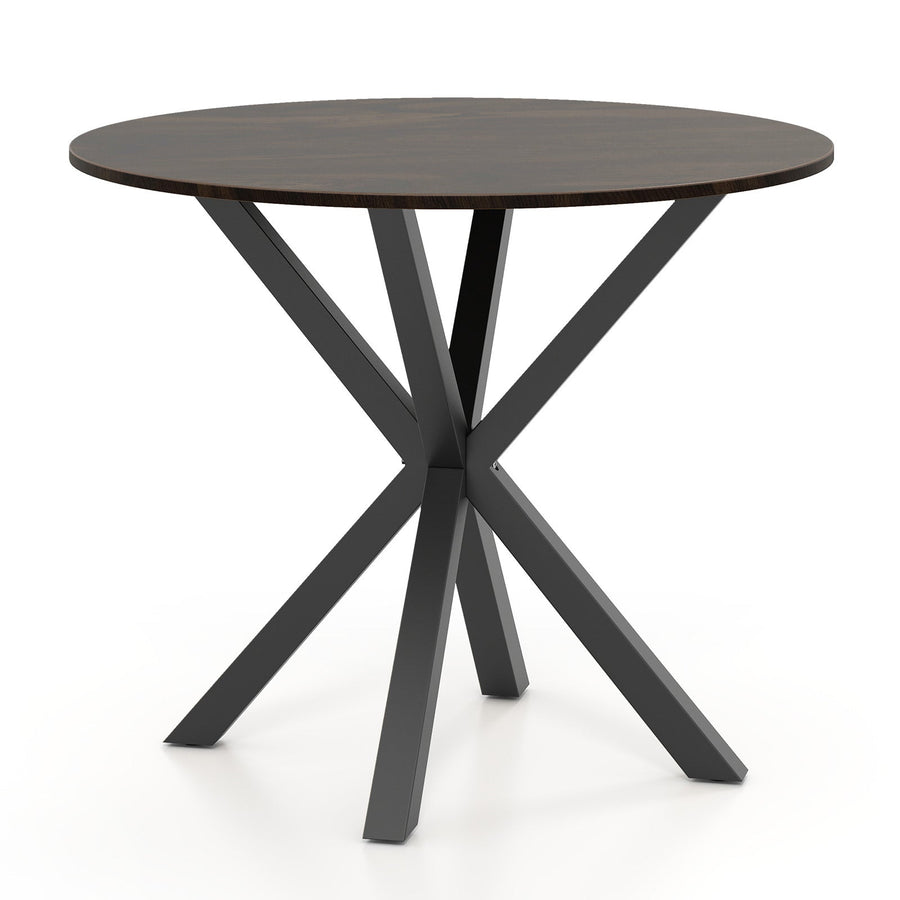 36 Inch Wood Dining Table with Intersecting Pedestal Base for 2-4 People