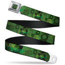 Green Lantern Logo Weathered Full Color Greens Seatbelt Belt - GREEN LANTERN/Logo Collage Weathered Greens Webbing