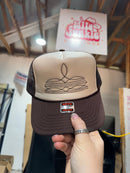 Embroidered Boot Stitch Trucker Hat - Brown