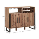 Home Wine Bar Cabinet with 3 Doors and Adjustable Shelves-Brown
