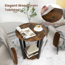 2-tier Round End Table with Storage Shelf & Metal Frame