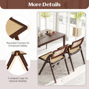 Foldable Dining Chairs Set of 2 with Woven Rattan Backrest