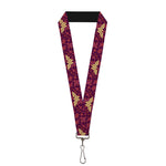 Lanyard - 1.0" - Wonder Woman Logo Floral Collage Purple Pinks Gold