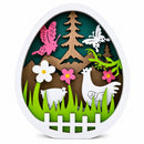 Egg Shape Spring Garden with Butterflies and Chicks Wooden Figurine