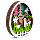 Egg Shape Spring Garden with Butterflies and Chicks Wooden Figurine