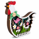 Chicken Shape Spring Garden with Butterflies and Chicks Wooden Figurine