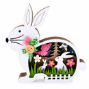 Bunny Shape Spring Garden with Butterflies Wooden Figurine