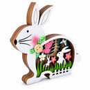 Bunny Shape Spring Garden with Butterflies Wooden Figurine