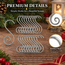 Set of 20 Silver Metal Wire Spiral Christmas Ornaments Hooks Hangers S-Shaped 1.96 Inches