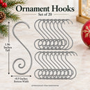 Set of 20 Silver Metal Wire Spiral Christmas Ornaments Hooks Hangers S-Shaped 1.96 Inches