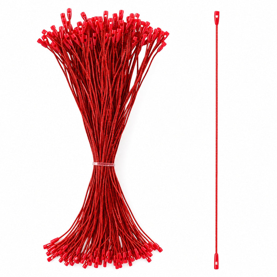 Set of 100 Red Christmas Ornaments Cords Strings Hangers 7.9 Inches
