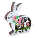 Bunny Shape Spring Garden with Butterflies Wooden Figurine