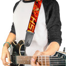 Guitar Strap - THE FLASH Logo Poses Black Red Gold