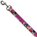 Dog Leash - BATGIRL Bubble Letters w/Stars Pink/White