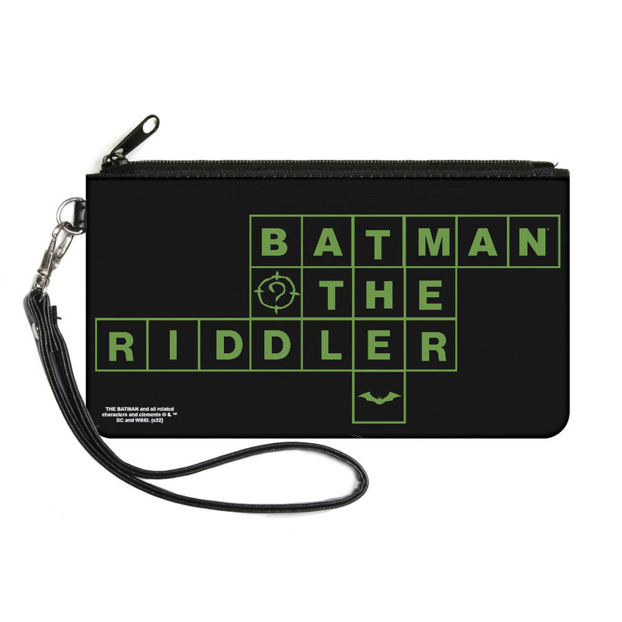 Canvas Zipper Wallet - LARGE - The Batman Movie Crossword Puzzle Black Green