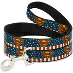 Dog Leash - Superman Shield Americana Red/White/Blue/Yellow