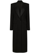 Colored Satin-lined Long-sleeve Coat With A Back Slit